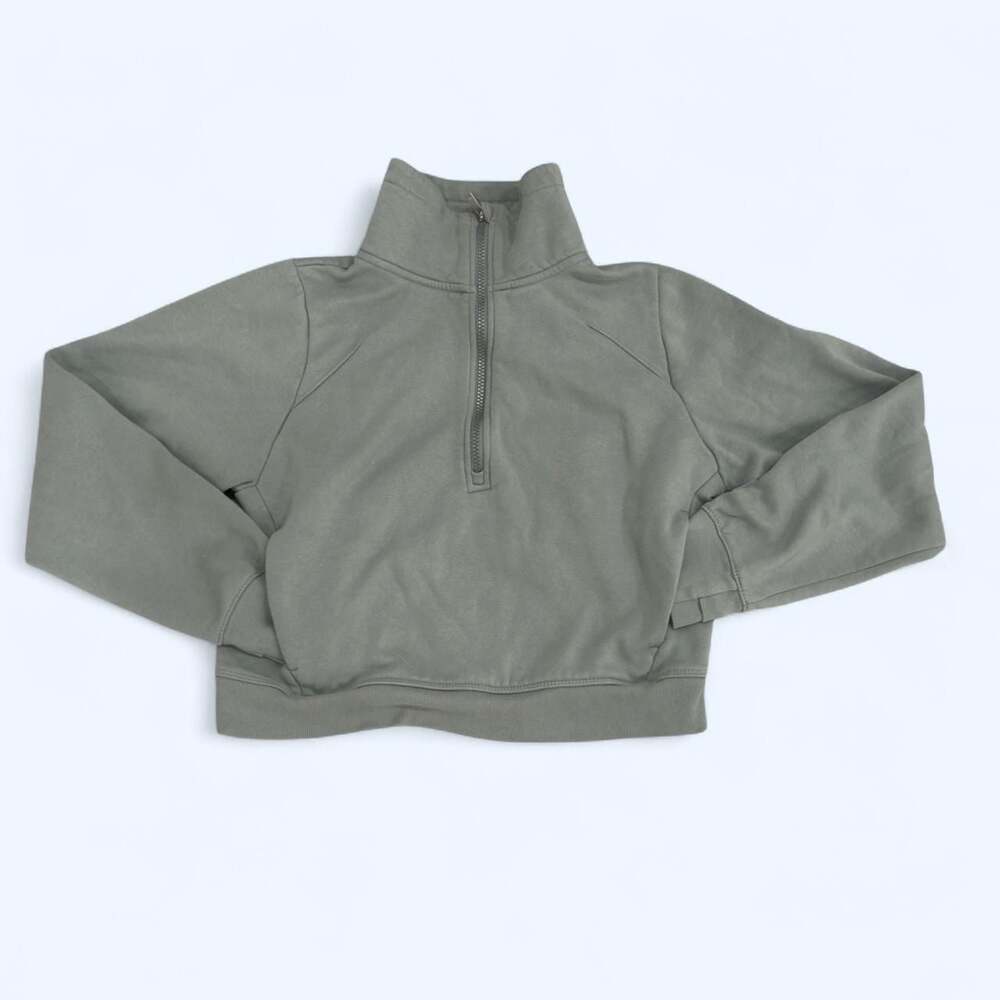 All in Motion Sage Green Fleece Half-Zip Cropped Sweatshirt